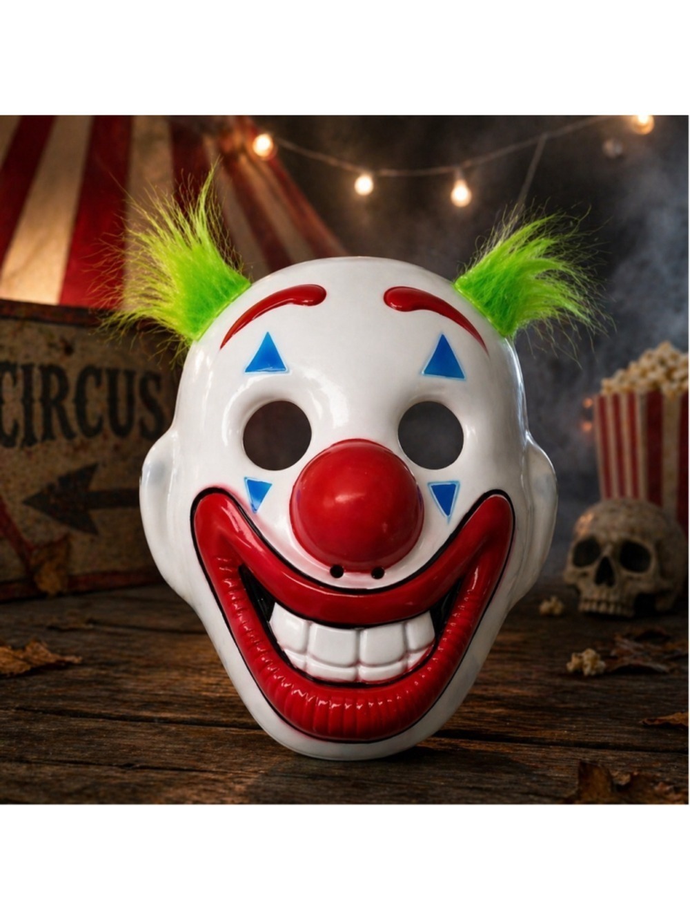 Clown Mask Adult Halloween Costume Creepy Joker Style Red White Green